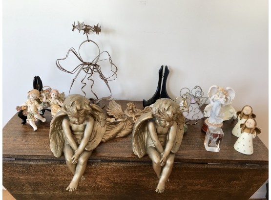 14 Pieces Of Both New And Vintage Angel Decor Including A Collectible Royal Copenhagen Angel Wall Plaque