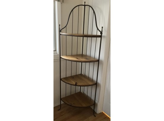 Well Made Iron And Wood Bakers Rack/shelving Unit For Room Corner