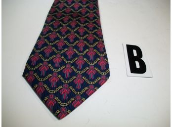 Lovely HERMES Silk Tie 'Chains & Ribbons' - Made In France   (Tie B)