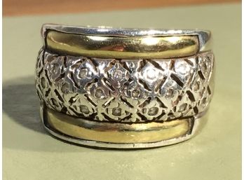 (J16) Fantastic JUDITH RIPKA - Sterling Silver & 18kt Gold Ring - BEAUTIFUL !