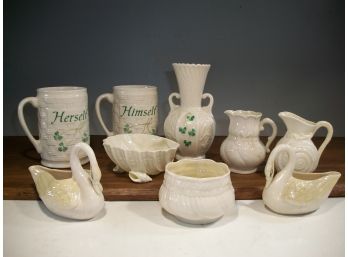 Wonderful Lot Of Ten (10) Pieces Of BELLEEK China - Made In Ireland