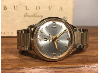 Vintage BULOVA ACCUTRON Watch W/Box (Unsure Of Working Condition)