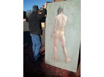 Huge 1940's LIFE SIZE Vintage Nude Painting - Very Interesting / Well Done