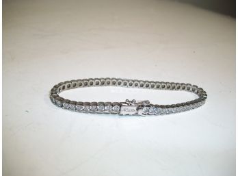 (J56) Sterling Silver Tennis Bracelet - Very High Quality - W/Austrian Crystals KREMENTZ