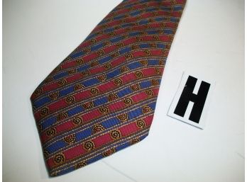 HERMES Red & Blue Stripes Silk Tie - Made In France (Tie H)