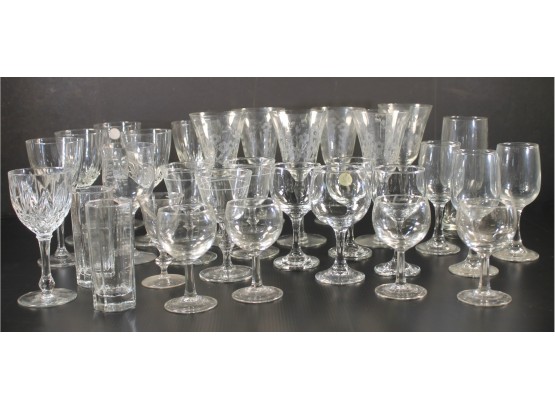 Table Full Of Crystal And Glass Stemware