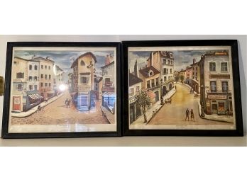 Pair Of French Street Scene Prints