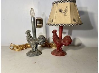 Two Rooster Form Table Lamps