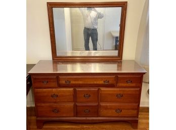 Davis Cabinet Company Cherry Wood Chest Of Nine Drawers With Attached Mirror