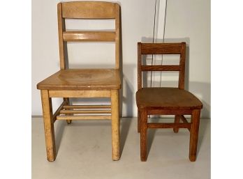 Pair Of Vintage Oak School Chairs