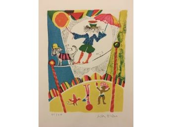 Judith Bledsoe (1938 - 2013) - Circus Tightrope Walker With Dog - Signed & Numbered - Lithograph