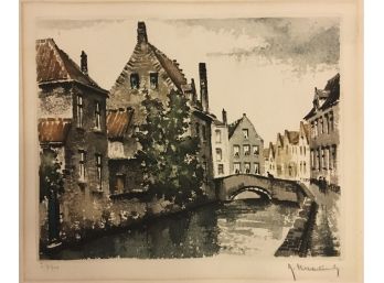 Roger Hebbelinck (1912 - 1987) - Canal View - Signed & Numbered Etching