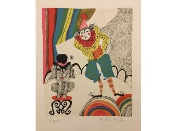 Judith Bledsoe (1938 - 2013) - Circus Clown With Cat - Signed & Numbered - Lithograph - 1980