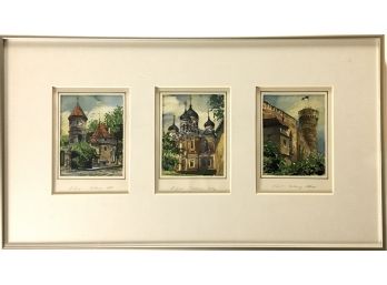 Unknown Artist - Original Ink & Watercolor Signed Paintings - Framed