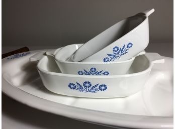 Corningware - Blue Cornflower - Tray & Three Dishes