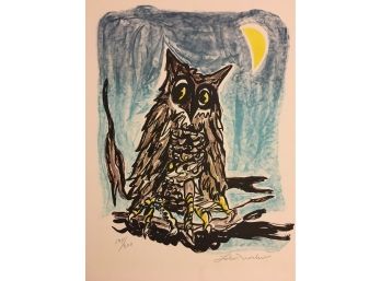 Ernest Leroy (Lobo) Nocho (1919 - 1997) - Owl Lithograph - Signed & Numbered