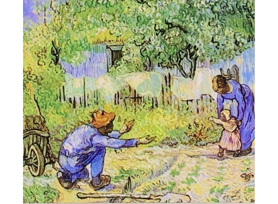 Unsigned Decorative Print Depicting A Childs First Steps