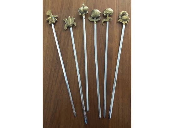 Decorative Heavy Brass And Metal BBQ Skewers