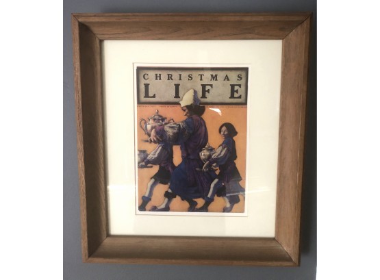 Vtg Framed Maxfield Parrish Print “Christmas Life” December 1922