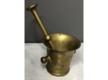 Antique 18th Century Brass Bronze Metal Apothecary Pestle And Mortar