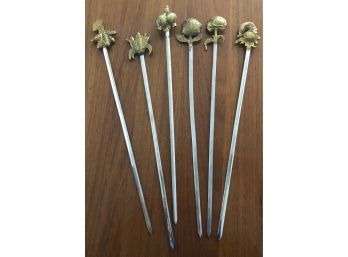 Decorative Heavy Brass And Metal BBQ Skewers