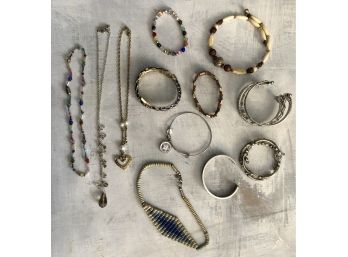 Costume Jewelry Lot Of 12 Necklaces And Bracelets