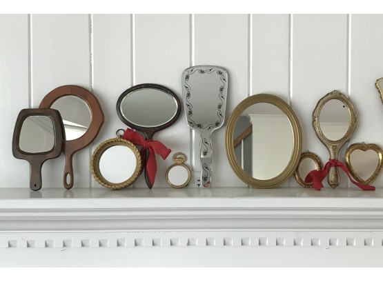 Collection Of Newer And Vintage Handheld Mirrors