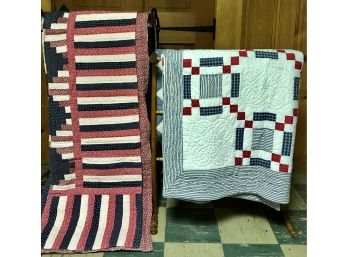 4 Vintage Quilts And 2 Blanket Holders