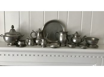 14 Pieces Of Woodbury Pewter Including 3 Porringers