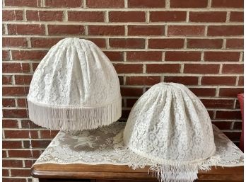 Pair Of Lace  Dome Shaped Lamp Shades