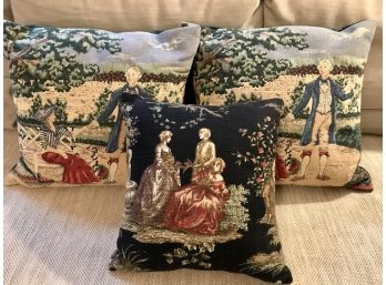 Trio Of Vintage Tapestry Accent Pillows
