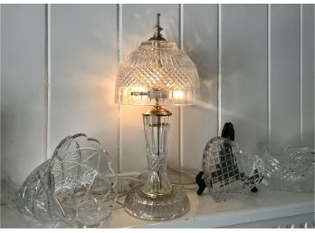 3 Pieces Of Decorative Glass And Elegant Lamp