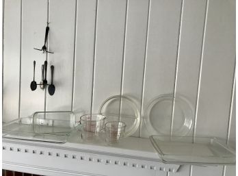 Lot Of Pyrex Baking Items And Unique Silverware Windchime