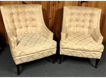Pair Of Vintage Tufted Hickory Tavern Furniture Inc. Accent Chairs