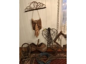 Wood And Grapevine Branch Decorative Lot
