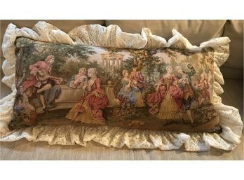 Plush Belgium Tapestry Pillow With Lace And Velvet