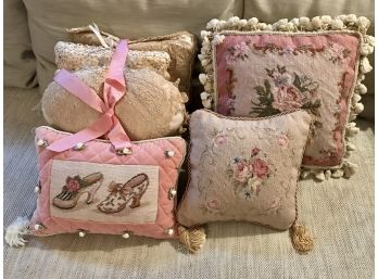 Victorian  Flowers, Lace And Shoes Decorative Accent Pillows