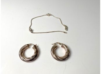 Sterling Silver Earrings And Bracelet