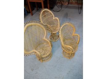 3 Small Rattan Peacock Chairs