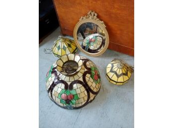 Stained Glass Lamp Shades And Wall Mirror