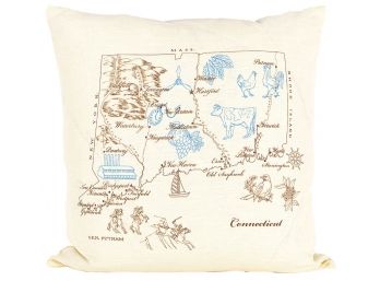 Map Of Connecticut C.1950 Ox Bow Decor Pillow - Brand New (Retail $125)