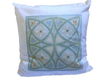 Teal Grid Pattern Ox Bow Decor Pillow - Brand New (Retail $125)