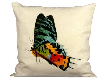Madagascan Sunset Butterfly In Flight Ox Bow Decor Pillow - Brand New (Retail $125)