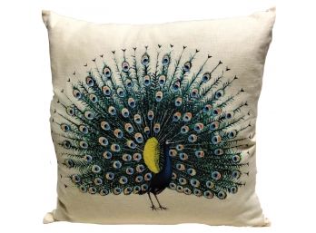 Peacock In Full Bloom Ox Bow Decor Pillow - Brand New (Retail $125)