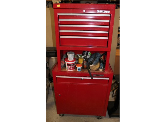 Craftsman Premium Series Two Piece Red Rolling Tool Chest Filled With Tools!!!