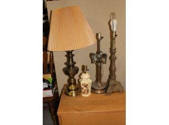 Mixed Assortment Of Brass & Porcelain Table Lamps