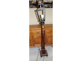 Vintage Wood Indoor Light Post Lantern, Working!