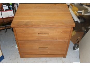 Heavy Wood Two Drawer Nightstand Chest