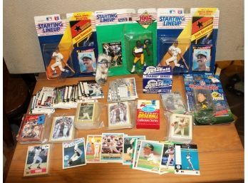 Assortment Of MLB Trading Cards & Figurines - Many New!