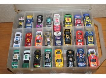 Vintage Assortment Of NASCAR Die Cast Collectible Toys W/Two Sided Case